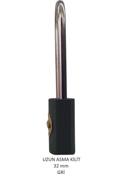Asma Kilit 32MM Uzun Kancalı Gri