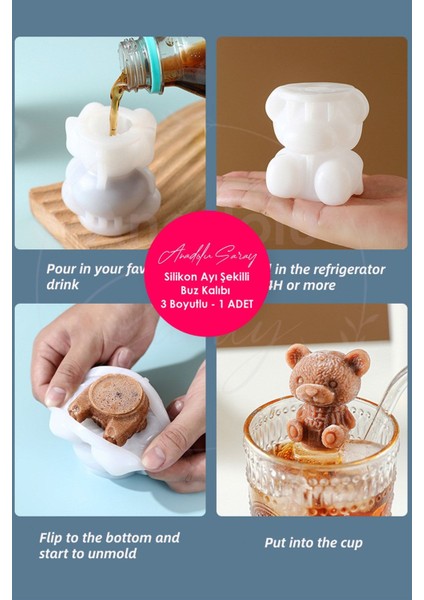 3D Ayı Silikon Buz Kalıbı, Eğlenceli ve Pratik Sunum, 5x7 cm fiyatları