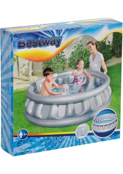 Gri Metalik Havuz 152x43 cm, ve şık tasarım, pompa hariç, geniş ve derinlikli