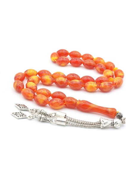 Beyzi Kesim Iri Boy Sarı Kırmızı Beyrut Kehribar Tesbih