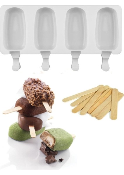 Büyük Boy Dondurma Kalıbı ve 50 Ahşap Çubuk, Pratik ve Çok Amaçlı 36x50 Silikon fırsatları