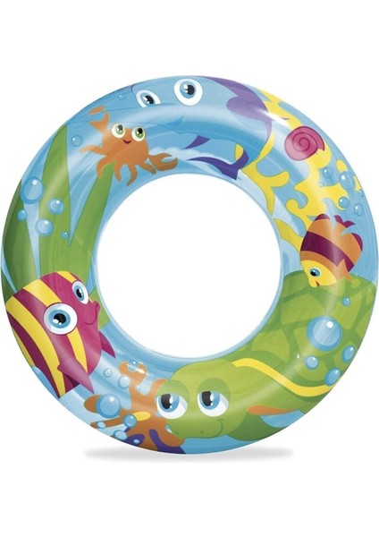 Renkli Deniz Hayvan Desenli Şişme Simit, 56 cm, Eğlenceli ve Çocuklar İçin Ideal