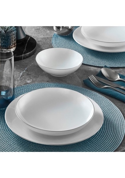 Atina 18 Parça 6 Kişilik Gümüş Beyaz Porselen Yemek Takımı modelleri