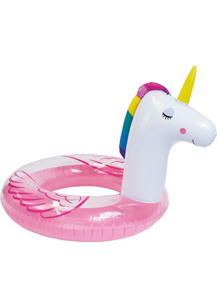 Renkli Unicorn Yüzme Simidi 95cm, Eğlence ve Güvenle Su Keyfi, Pembe, 6+ Yaş