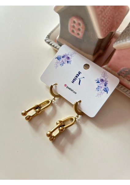 Geometrik Sallantılı Gold Küpe – Paslanmaz Çelik Kararmaz Tasarım Küpe fırsatları