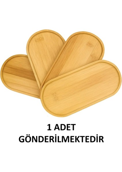 Bej Bambu Oval Sunum ve Servis Tepsisi, 23x12 cm, mutfak ve banyo kullanımı için ideal