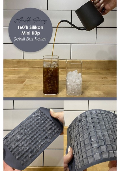 Mini Silikon Buz Kalıbı, 160'lı, Şekilli, Pratik, Sunum İçin Uygun, 23x28 cm