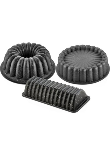 Döküm granit 3'lü kek kalıbı seti, şık ve dayanıklı mutfak gereci modelleri