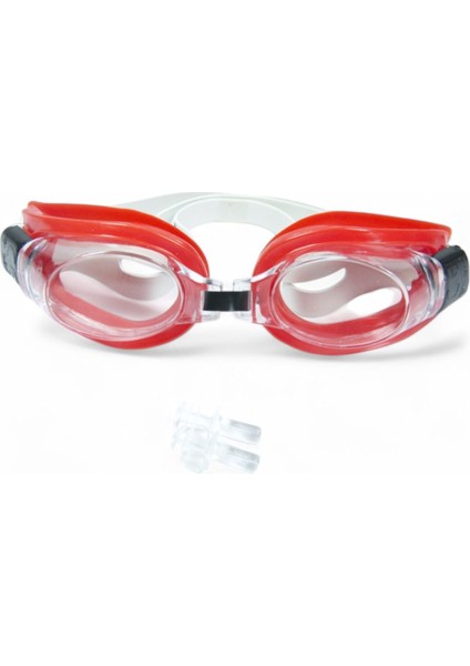 Kırmızı Yüzücü Gözlüğü ve Kulak Tıkaçlı Set, 12+ Yaş, CN Menşei