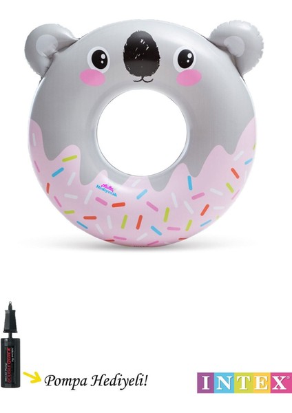 Renkli Koala Figürlü Deniz ve Havuz Simidi 75 cm, Çocuklar İçin, 8+ Yaş