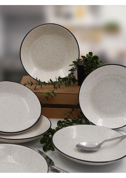20 cm seramik yemek tabağı seti, 6'lı, modern, dayanıklı ve mikrodalgaya uygun siyah tasarım fiyatları