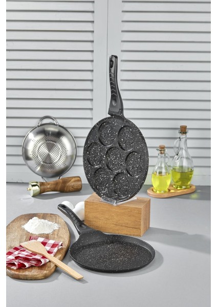 2'li Döküm Krep ve Pankek Tavası, Yanmaz ve Yapışmaz, Şık ve Dayanıklı, Özellik: Yapışmaz Taban fırsatları