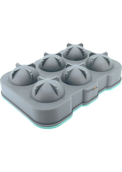 Yeşil Gri Büyük Silikon Top Buz Kalıbı, 6'lı, 130x190 mm