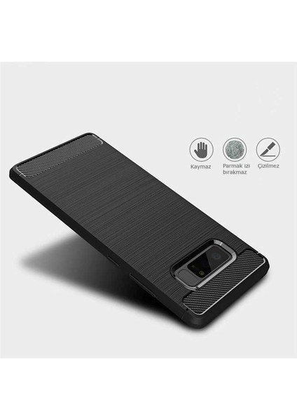Samsung Galaxy Note 8 ile Uyumlu Kamera Korumalı Darbe Önleyici Carbon Brushed Silikon Kılıf fırsatları