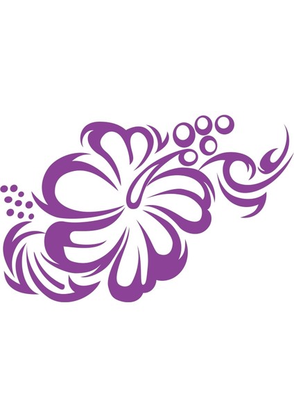 Hibiskus Çiçeği Sticker 17X17 cm Mor