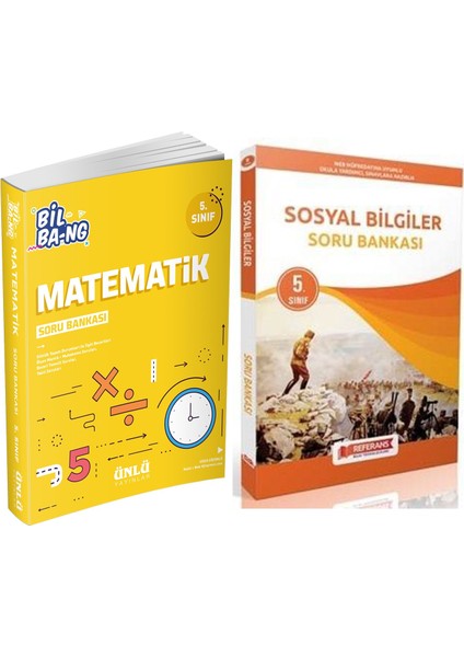 Ünlü Yayınları 5.sınıf Bil Bang Matematik ve Referans Sosyal Bilgiler Soru Bankası Seti 2 Kitap