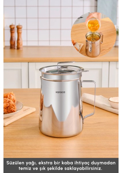 Paslanmaz Çelik Kızartma Potu 2L, Mikrodalga Uygun, Dayanıklı ve Şık Tasarım