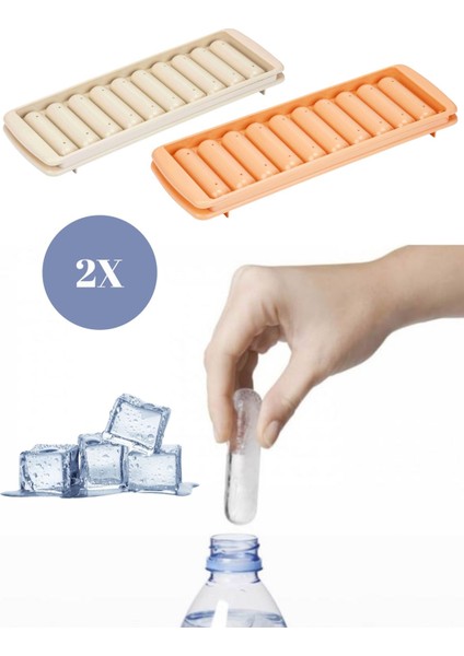 2'li Silindir Buzluk Kabı, 20x7 cm, dayanıklı plastik, pratik ve kullanışlı