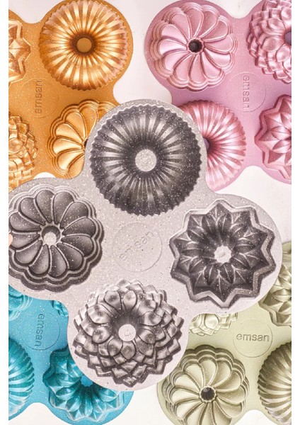 Gri Çok Amaçlı Kek Kalıbı, Alüminyum, 4'lü Set modelleri