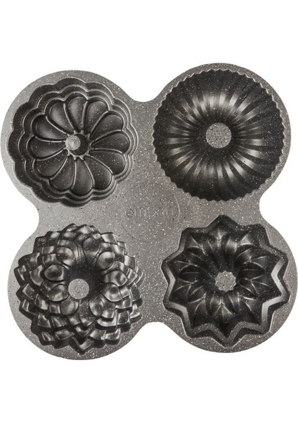 Gri Çok Amaçlı Kek Kalıbı, Alüminyum, 4'lü Set