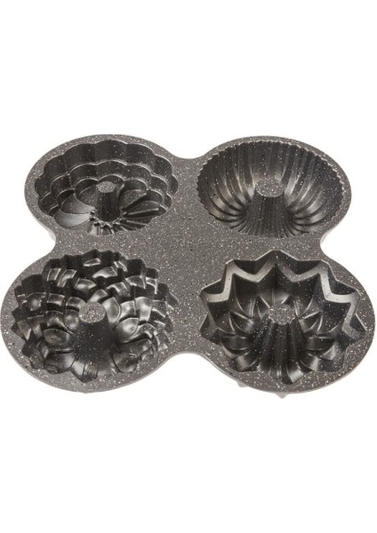 Gri Çok Amaçlı Kek Kalıbı, Alüminyum, 4'lü Set