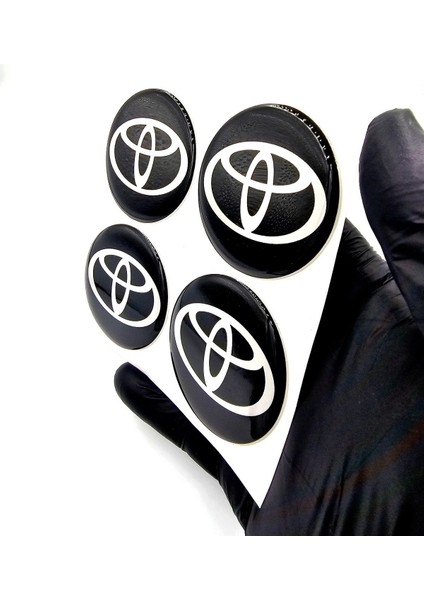 Yeni Nesil Tasarım Damla Sticker Siyah Toyota Jant Göbeği 5.5cm Uyumlu