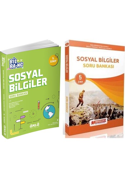 Ünlü 5.sınıf Bil Bang Sosyal Bilgiler ve Referans Sosyal Bilgiler Soru Bankası Seti 2 Kitap