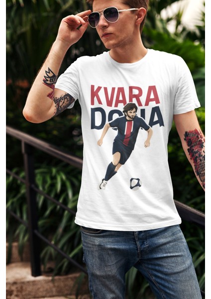Khvicha Kvaratskhelia Fotoğraflı Futbol Forma Baskılı Unisex Kısa Kollu Erkek Tişört Kadın T-Shirt