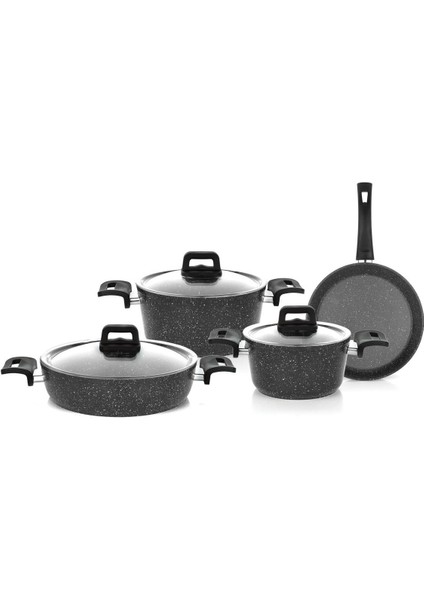 7 Parça Granit Tencere Seti, Yapışmaz Taban, Antrasit Renkli Rahat Kullanım fırsatları