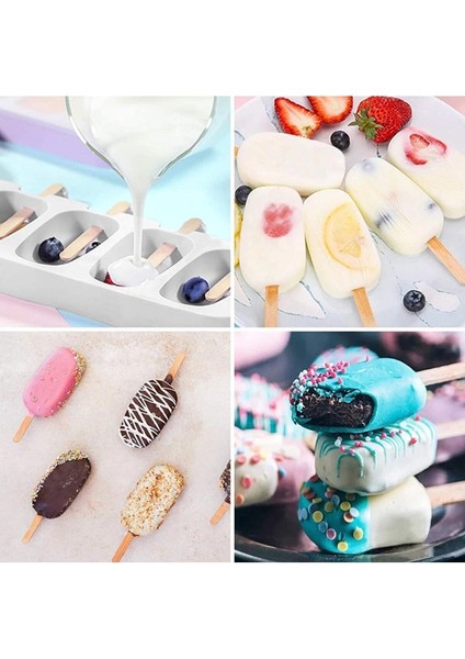 4'lü Büyük Boy Silikon Dondurma Kalıbı, Pratik ve Renkli, Güzel Tatlar İçin fiyatları