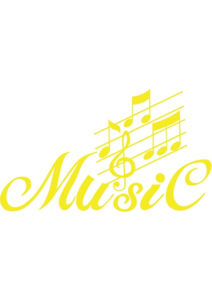 Müzik ve Nota Sticker 17X17 cm Sarı