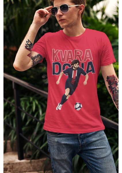 Khvicha Kvaratskhelia Fotoğraflı Futbol Forma Baskılı Unisex Kısa Kollu Erkek Tişört Kadın T-Shirt fırsatları