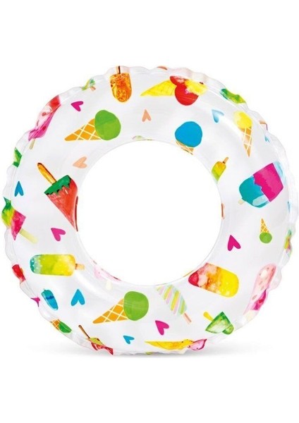 Renkli 51 cm İntex Baskılı Simit, Eğlenceli ve Şık Tasarım, 3+ Yaş, Çok Renkli