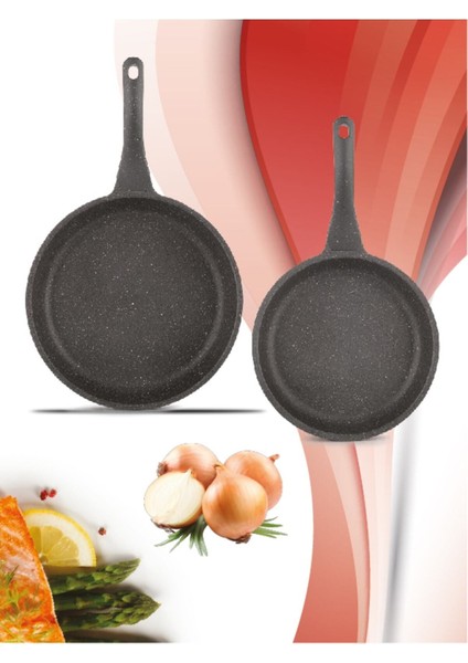 Gri 2 Parça Tava Seti, Yapışmaz Taban, Granit Dış, 20cm ve 26cm modelleri