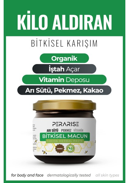 Kakaolu Pekmez Kilo Aldırıc.ı Işta.h Açıcı Boy Uzatıcı Vitamin Arı Sütü Bitkisel Organik Karışımlı Macun