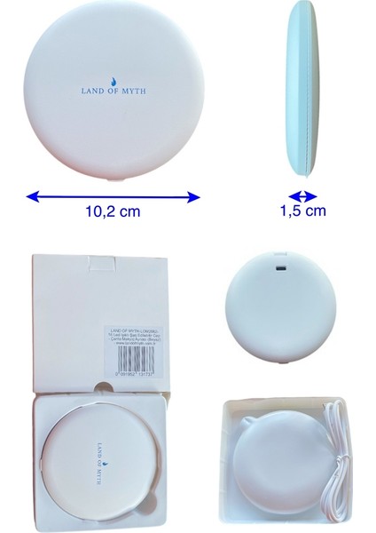 LOM2062- 16 LED Işıklı 1X-5X Şarj Edilebilir Cep - Çanta Makyaj Aynası (Beyaz) fırsatları