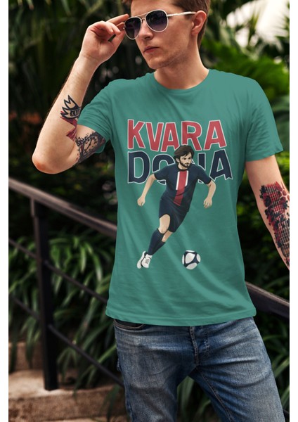 Khvicha Kvaratskhelia Fotoğraflı Futbol Forma Baskılı Unisex Kısa Kollu Erkek Tişört Kadın T-Shirt fırsatları