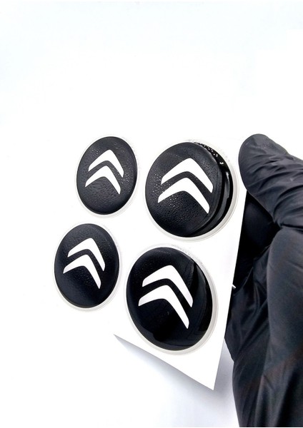 Damla Sticker Siyah Tasarım Citroen Jant Göbeği 5.5cm Uyumlu