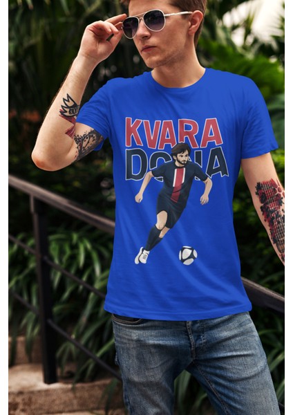 Khvicha Kvaratskhelia Fotoğraflı Futbol Forma Baskılı Unisex Kısa Kollu Erkek Tişört Kadın T-Shirt fırsatları
