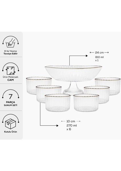7 Parça Cam Sunum ve İkram Seti, BPA Free, şık ve kullanışlı tasarım