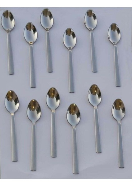 12'li şık metal çay kaşığı seti, zarif ve kullanışlı tasarım