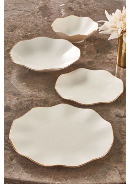 24 Parça Gold Yemek Takımı, şık ve modern porselen tasarım, 6 kişilik set fiyatları