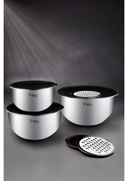 Paslanmaz Çelik 9 Parça Rendeli ve Saklama Kabı Seti, 16-24 cm, 4,4 L, 6+ parça fiyatları