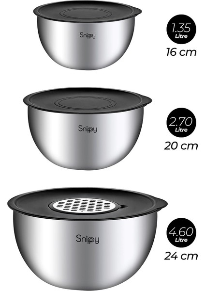 Paslanmaz Çelik 9 Parça Rendeli ve Saklama Kabı Seti, 16-24 cm, 4,4 L, 6+ parça modelleri