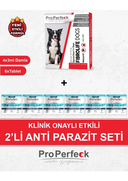 Köpek Ense Bit Pire Kene Deri Bakımı Bitkisel Damla Dış Parazit ( 20-40 kg ) 4 Adet Tüp 6 Adet Bitkisel Iç Parazit Tablet