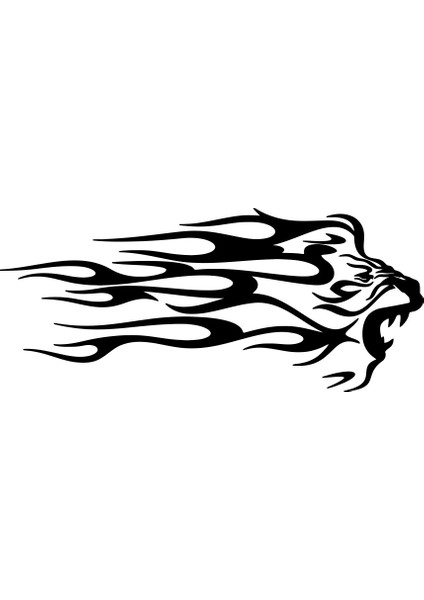 Alevli Aslan Sticker 17X17 cm Siyah