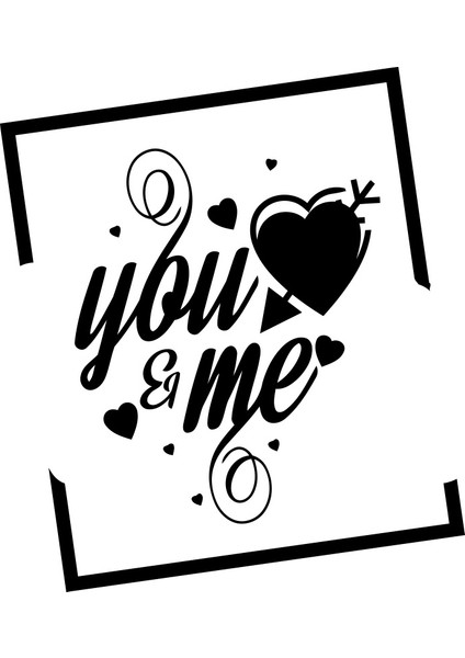 Yo And Me Sticker 17X17 cm Siyah