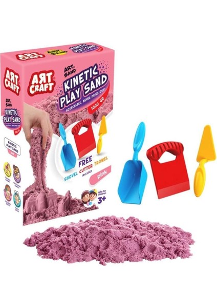 Pembe Kinetik Oyun Kumu, 1000 gr, Eğlenceli ve Renkli, 3+ yaş için ideal