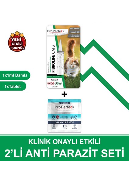 Kedi Ense Bit Pire Kene Deri Bakımı Bitkisel Damla Dış Parazit ( 1-7 kg ) 1 Adet Tüp 1 Adet Bitkisel Iç Parazit Tablet