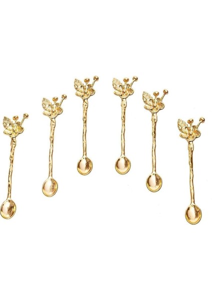 Altın Renkli 6 Kişilik Çay Kaşığı Seti, Şık ve Zarif Tasarım, Çelik Malzeme